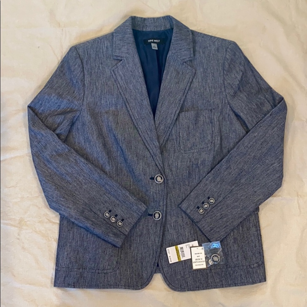 Nine West Sag Harbor Navy Blazer Size 14 NWT